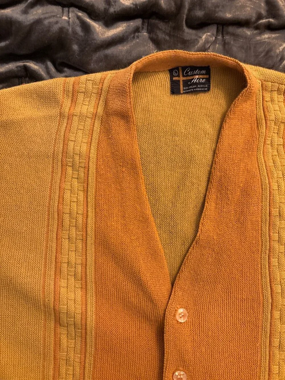 Mens 60s True Vintage Golden Yellow Wool Cardigan